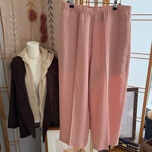 Roucha Pink Crepe Pull-On Pants | Elastic Waist